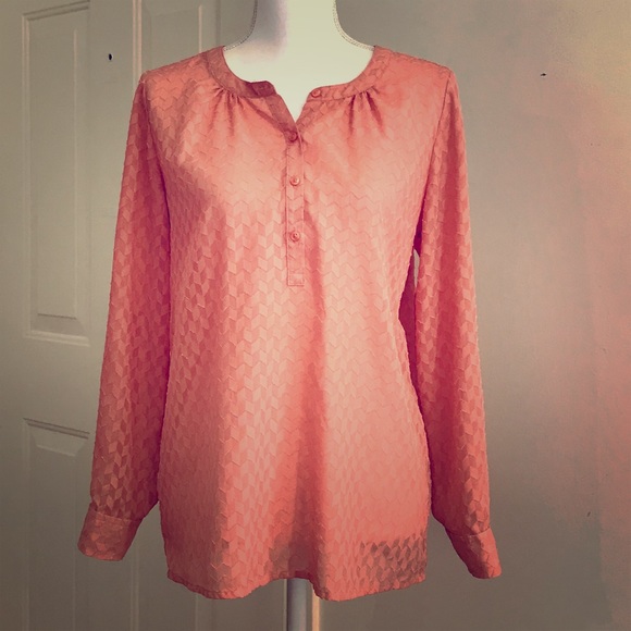 Ann Taylor Long Sleeve Chevron Blouse - Picture 1 of 2